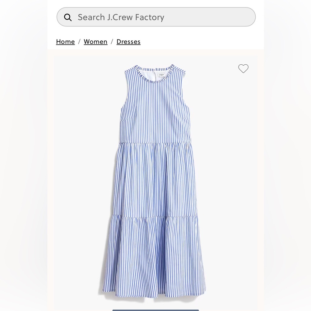 J. Crew Blue and White Striped Tiered Midi Sundress